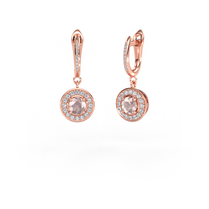 Immagine di Orecchini pendenti Ninette 2 585 oro rosa Morganite champagne 5 mm