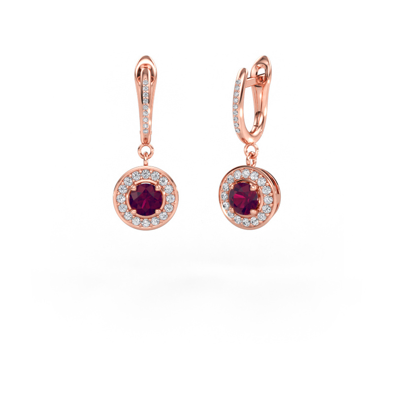 Immagine di Orecchini pendenti Ninette 2 585 oro rosa Rodolite 5 mm