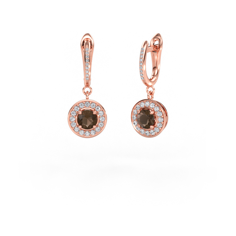 Immagine di Orecchini pendenti Ninette 2 585 oro rosa Quarzo fumé 5 mm