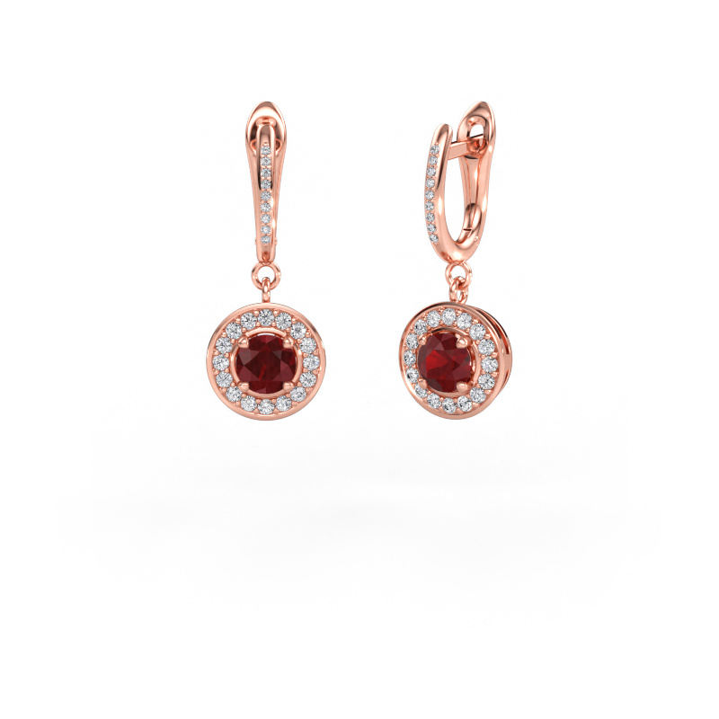 Immagine di Orecchini pendenti Ninette 2 585 oro rosa Rubino 5 mm