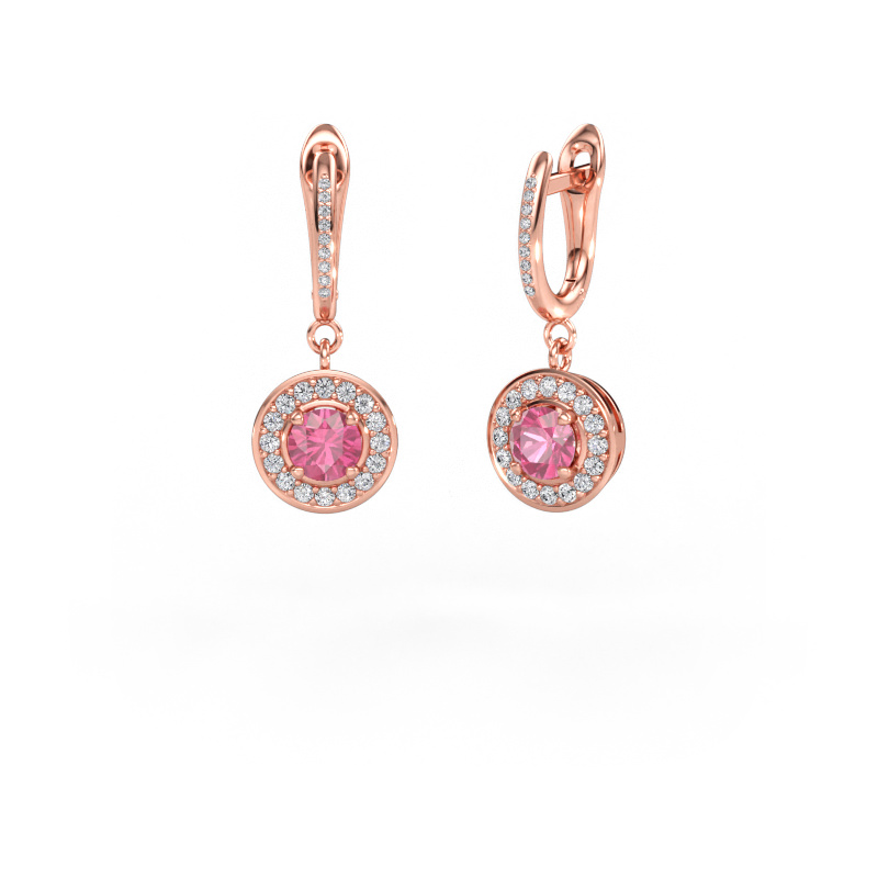 Immagine di Orecchini pendenti Ninette 2 585 oro rosa Zaffiro rosa 5 mm
