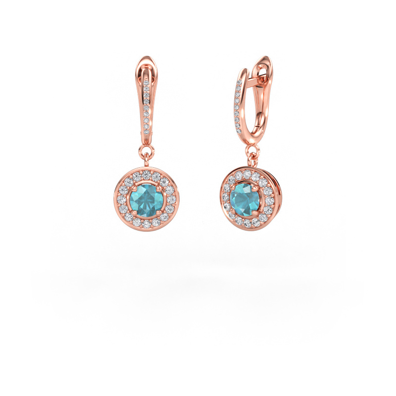 Immagine di Orecchini pendenti Ninette 2 585 oro rosa Topazio blu 5 mm