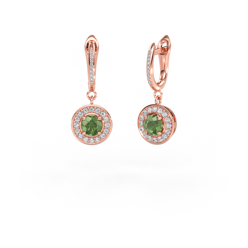 Bild av Hängande örhängen Ninette 2 585 roséguld Grön turmalin 5 mm