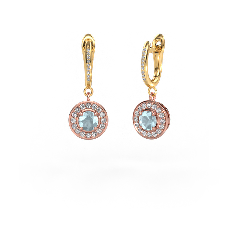 Image of Drop earrings Ninette 2 585 rose gold Aquamarine 5 mm