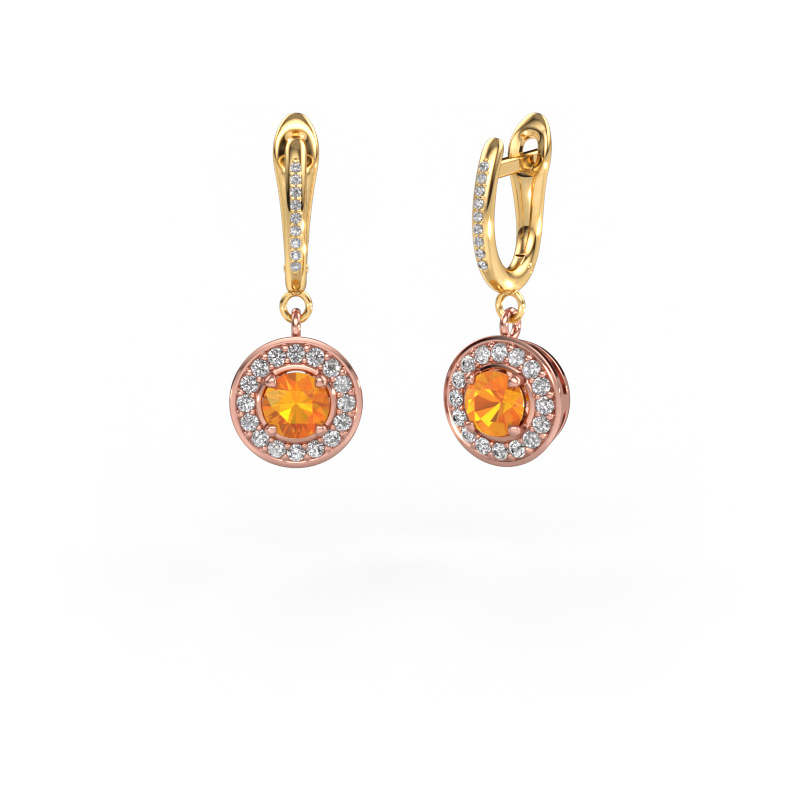 Image of Drop earrings Ninette 2 585 rose gold Citrin 5 mm