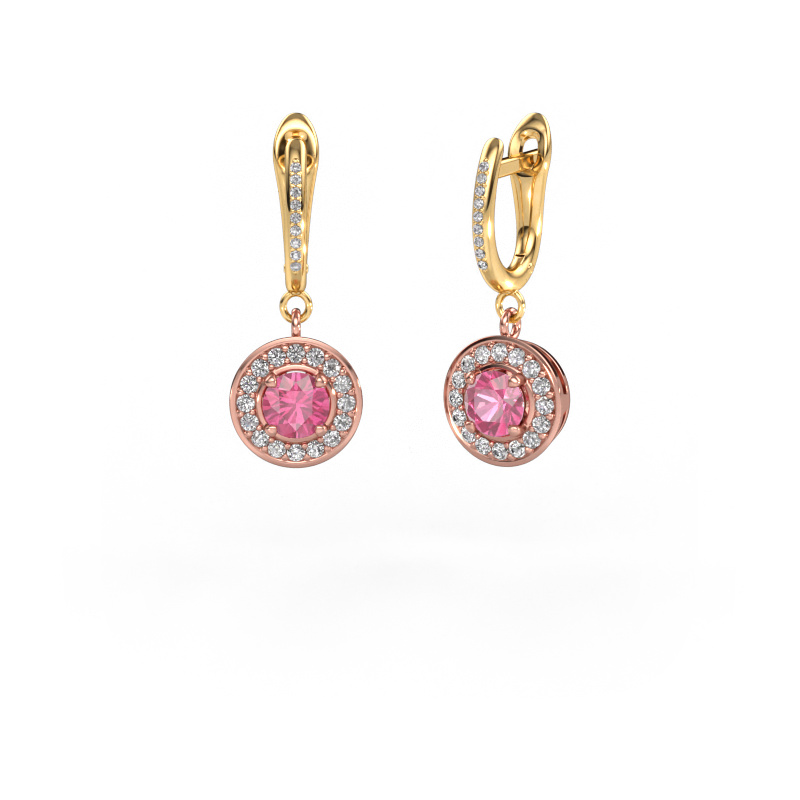 Image de Pendants d'oreilles Ninette 2 585 or rose Saphir rose 5 mm