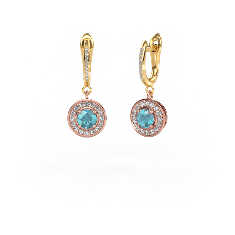 Image of Drop earrings Ninette 2 585 rose gold Blue topaz 5 mm