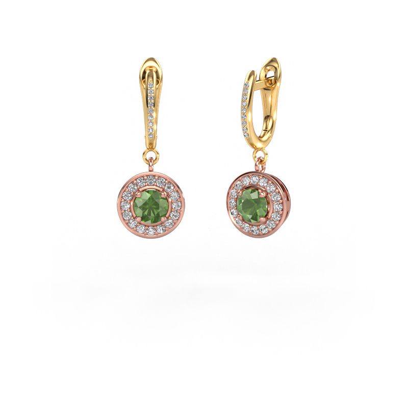 Image de Pendants d'oreilles Ninette 2 585 or rose Vert tourmaline 5 mm