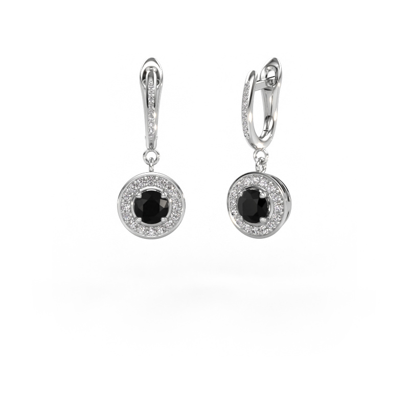 Image of Drop earrings Ninette 2 950 platinum Black diamond 1.629 crt