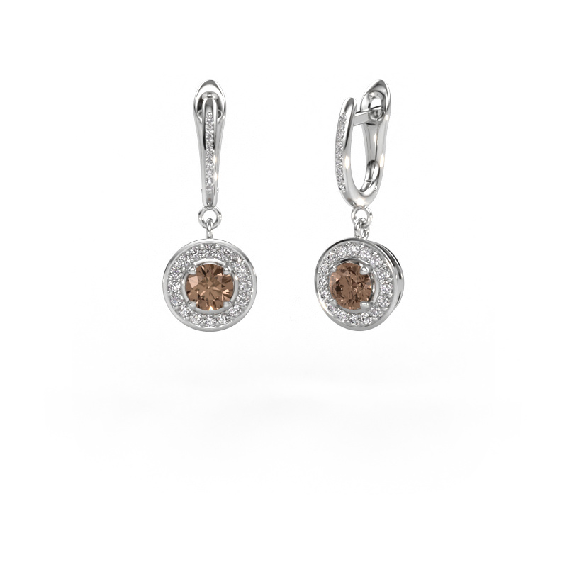 Image of Drop earrings Ninette 2 950 platinum Brown diamond 1.429 crt