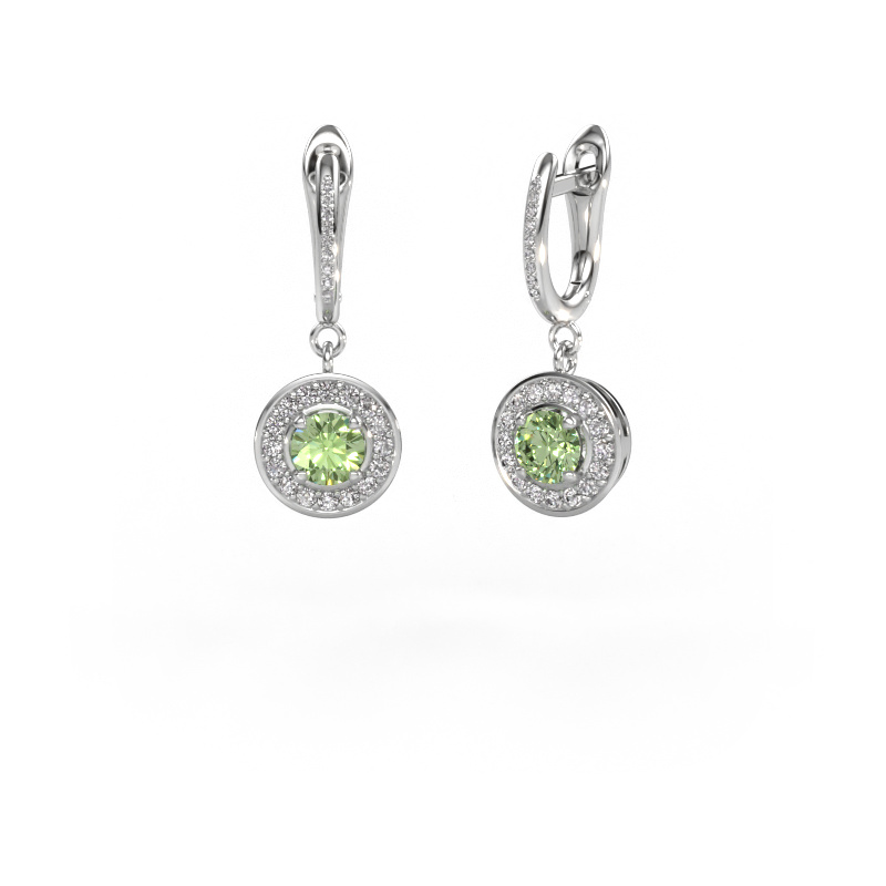 Image de Pendants d'oreilles Ninette 2 950 platine Diamants synthétiques vert 5 mm