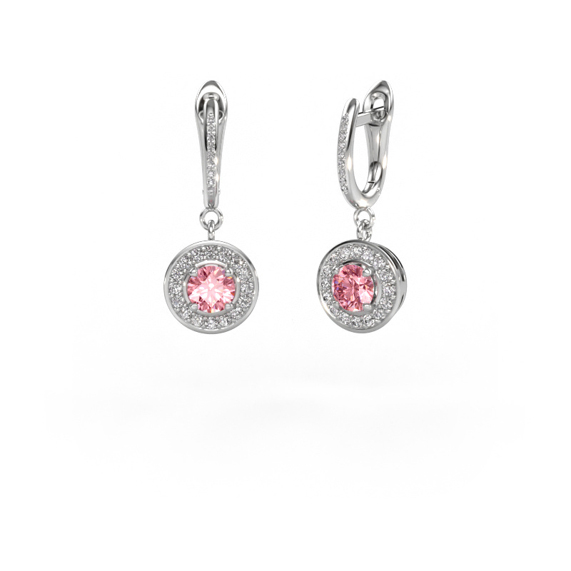 Image of Drop earrings Ninette 2 950 platinum Pink lab grown diamond 5 mm