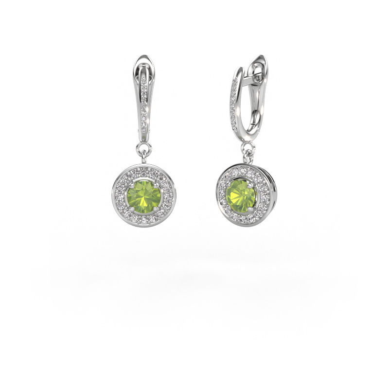 Image of Drop earrings Ninette 2 950 platinum Peridot 5 mm