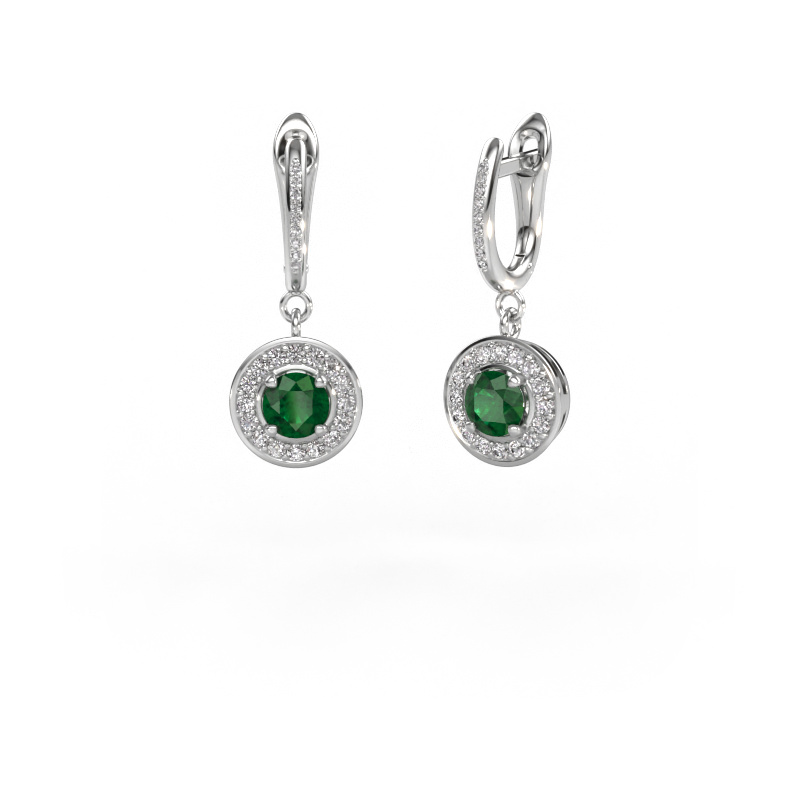 Image of Drop earrings Ninette 2 950 platinum Emerald 5 mm