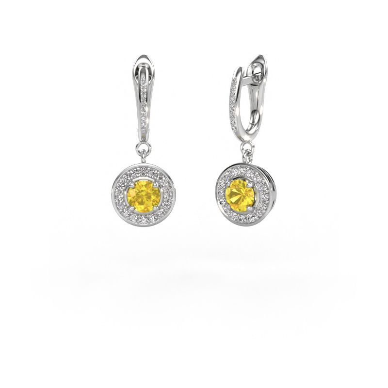 Image de Pendants d'oreilles Ninette 2 950 platine Saphir jaune 5 mm