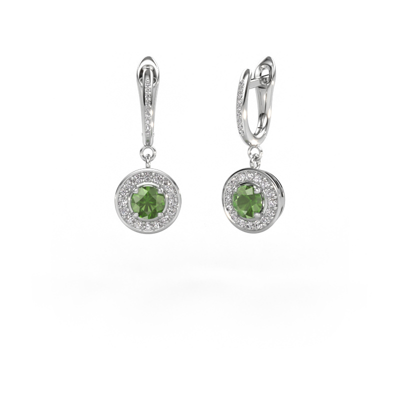 Image of Drop earrings Ninette 2 950 platinum Tourmaline green 5 mm