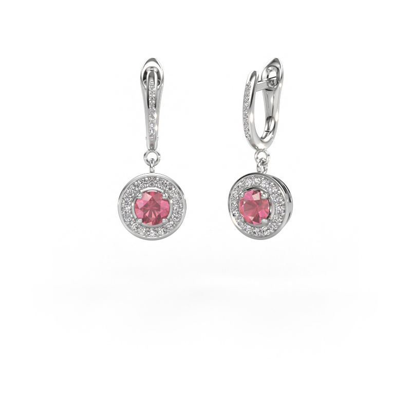 Image of Drop earrings Ninette 2 950 platinum Tourmaline pink 5 mm