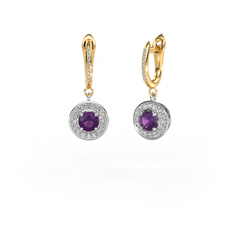 Image of Drop earrings Ninette 2 585 white gold Amethyst 5 mm