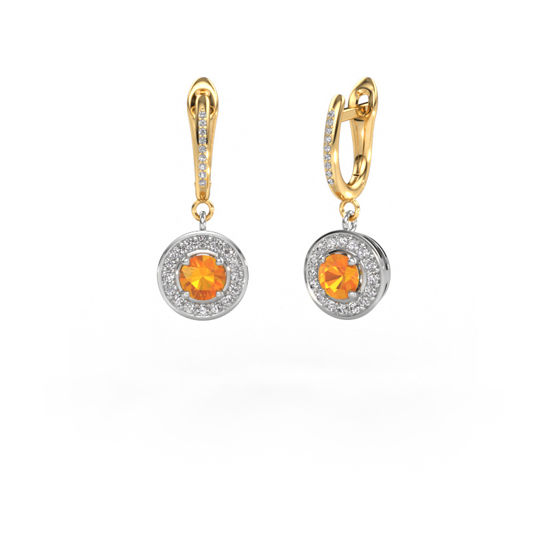 Image of Drop earrings Ninette 2 585 white gold Citrin 5 mm