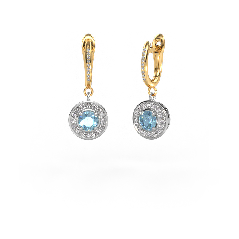 Image de Pendants d'oreilles Ninette 2 585 or blanc Diamant synthétique bleu 5 mm