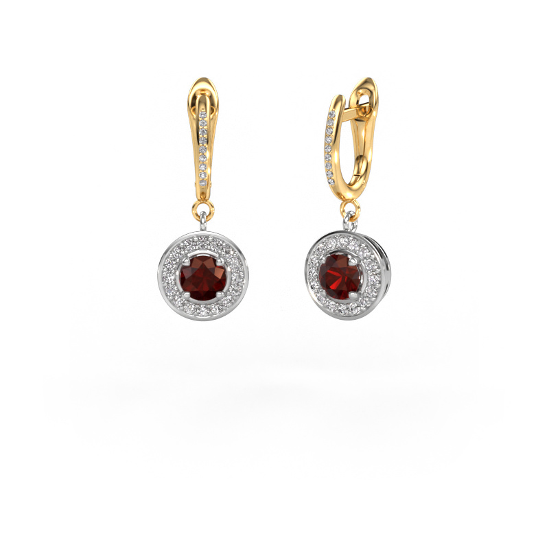 Image of Drop earrings Ninette 2 585 white gold Garnet 5 mm