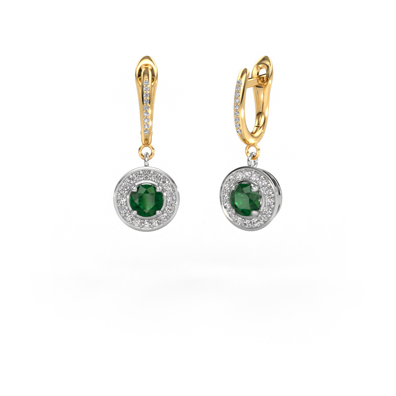 Image of Drop earrings Ninette 2 585 white gold Emerald 5 mm