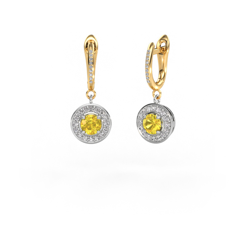 Image of Drop earrings Ninette 2 585 white gold Yellow sapphire 5 mm