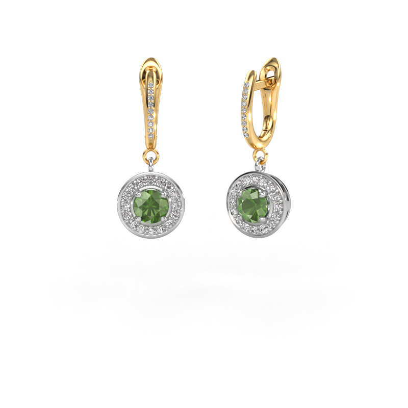 Image of Drop earrings Ninette 2 585 white gold Tourmaline green 5 mm