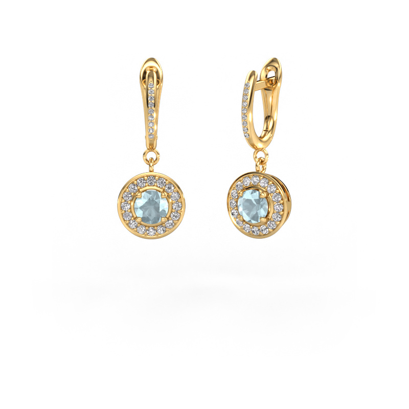 Image of Drop earrings Ninette 2 585 gold Aquamarine 5 mm