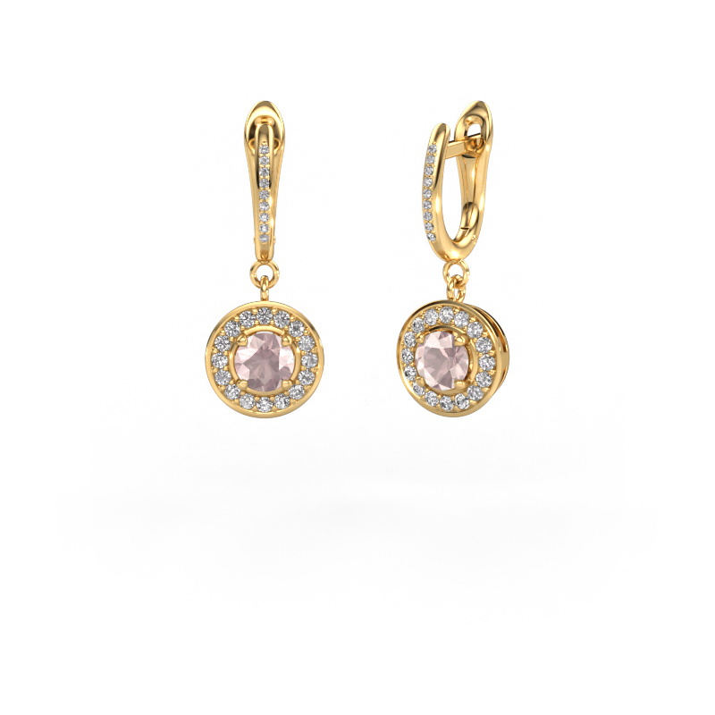 Image of Drop earrings Ninette 2 585 gold Morganite champagne 5 mm