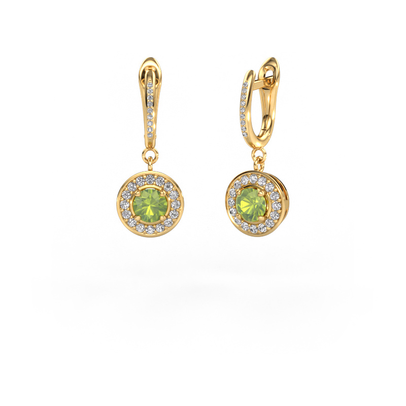 Image of Drop earrings Ninette 2 585 gold Peridot 5 mm