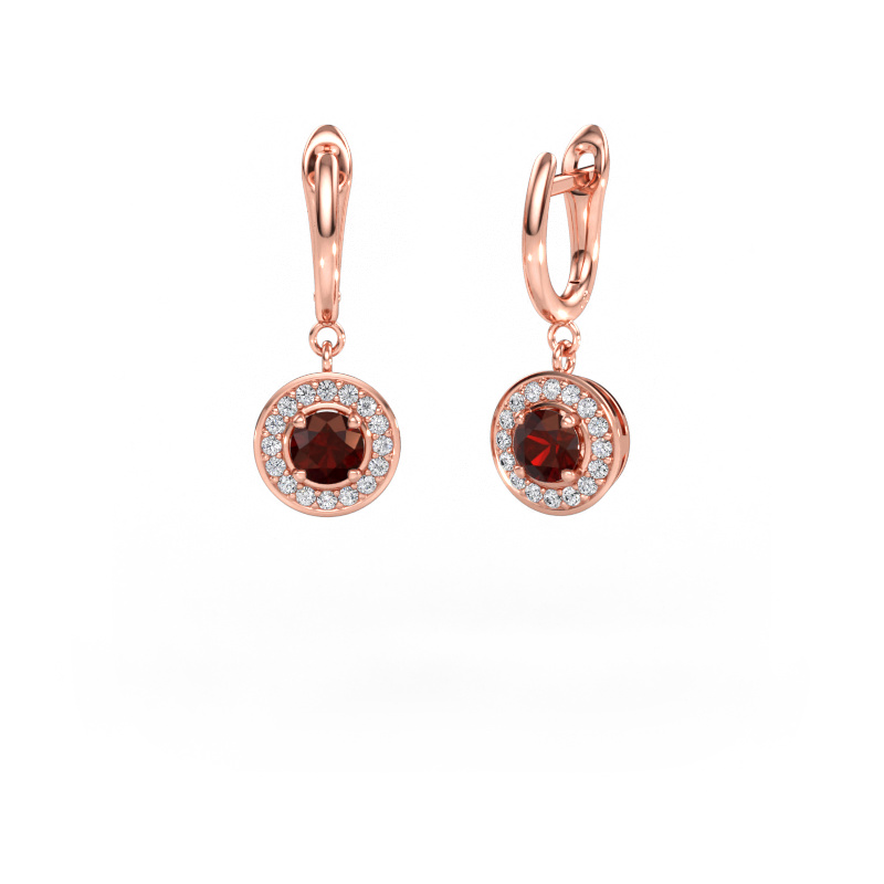 Bild av Hängande örhängen Ninette 1 585 roséguld Granat 5 mm