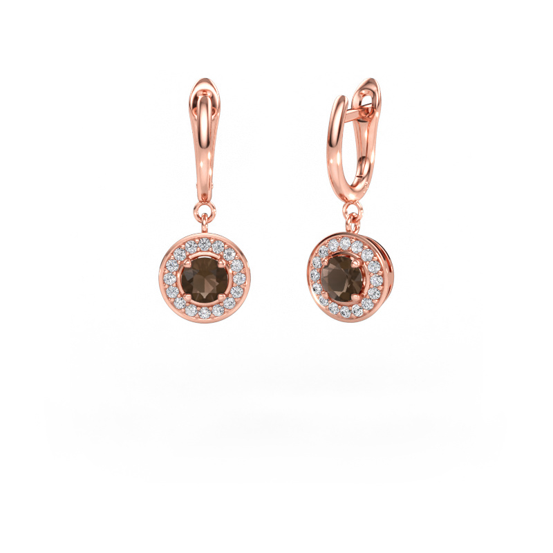 Bild av Hängande örhängen Ninette 1 585 roséguld Rökkvarts 5 mm