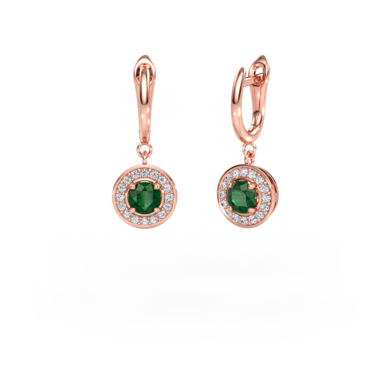Bild av Hängande örhängen Ninette 1 585 roséguld Smaragd 5 mm