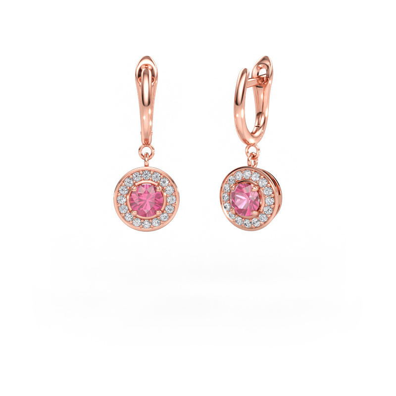 Bild av Hängande örhängen Ninette 1 585 roséguld Rosa safir 5 mm