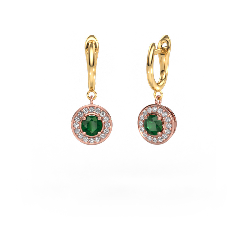 Image de Pendants d'oreilles Ninette 1 585 or rose Emeraude 5 mm