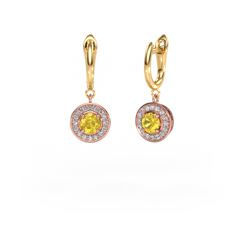 Image of Drop earrings Ninette 1 585 rose gold Yellow sapphire 5 mm