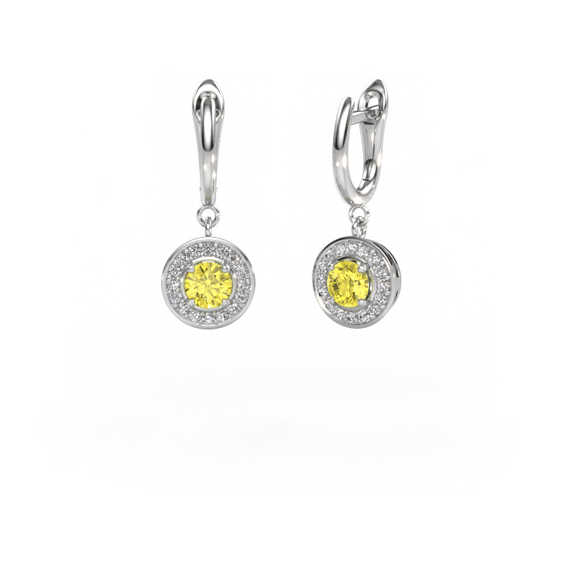 Image of Drop earrings Ninette 1 950 platinum Yellow lab grown diamond 5 mm
