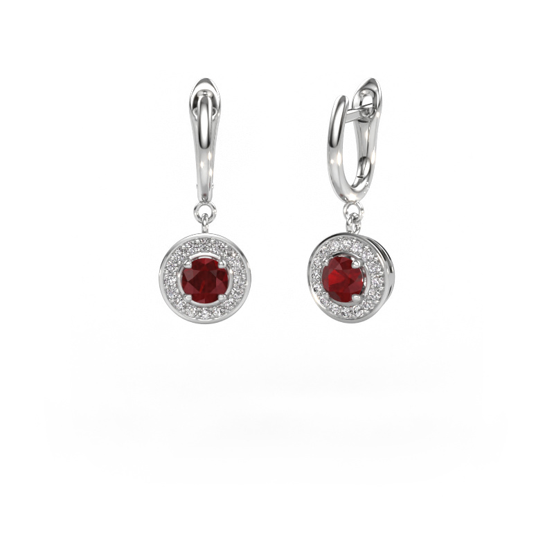 Image of Drop earrings Ninette 1 950 platinum Ruby 5 mm