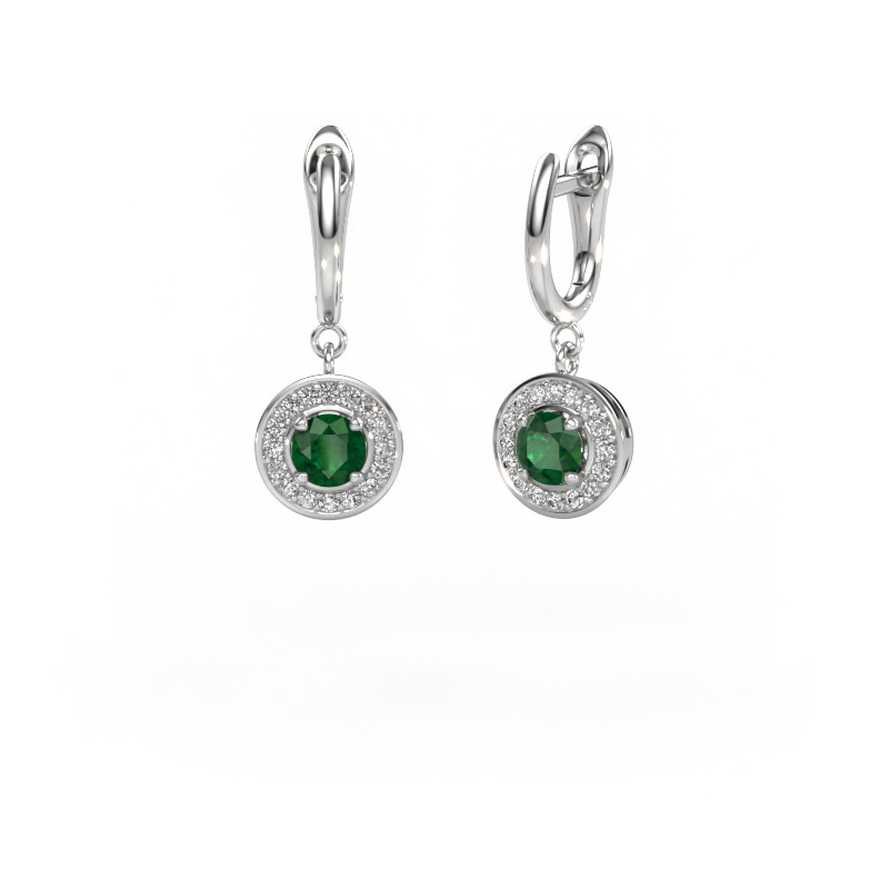 Image of Drop earrings Ninette 1 950 platinum Emerald 5 mm