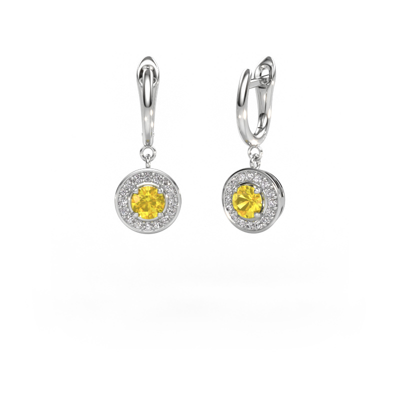Image of Drop earrings Ninette 1 950 platinum Yellow sapphire 5 mm
