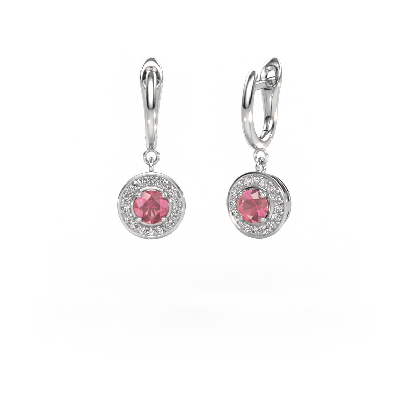 Image de Pendants d'oreilles Ninette 1 950 platine Rose tourmaline 5 mm