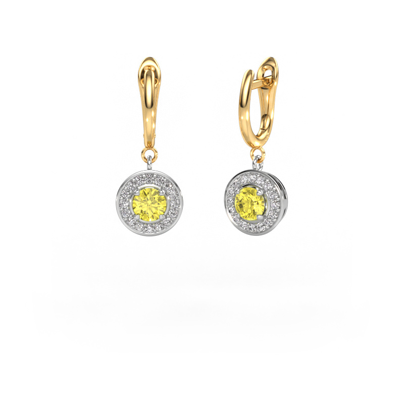 Image of Drop earrings Ninette 1 585 white gold Yellow lab grown diamond 5 mm