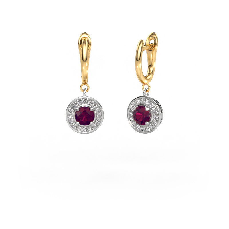 Image of Drop earrings Ninette 1 585 white gold Rhodolite 5 mm