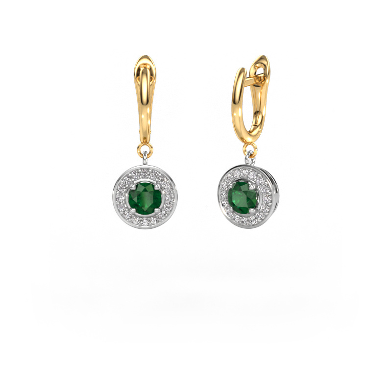 Image of Drop earrings Ninette 1 585 white gold Emerald 5 mm