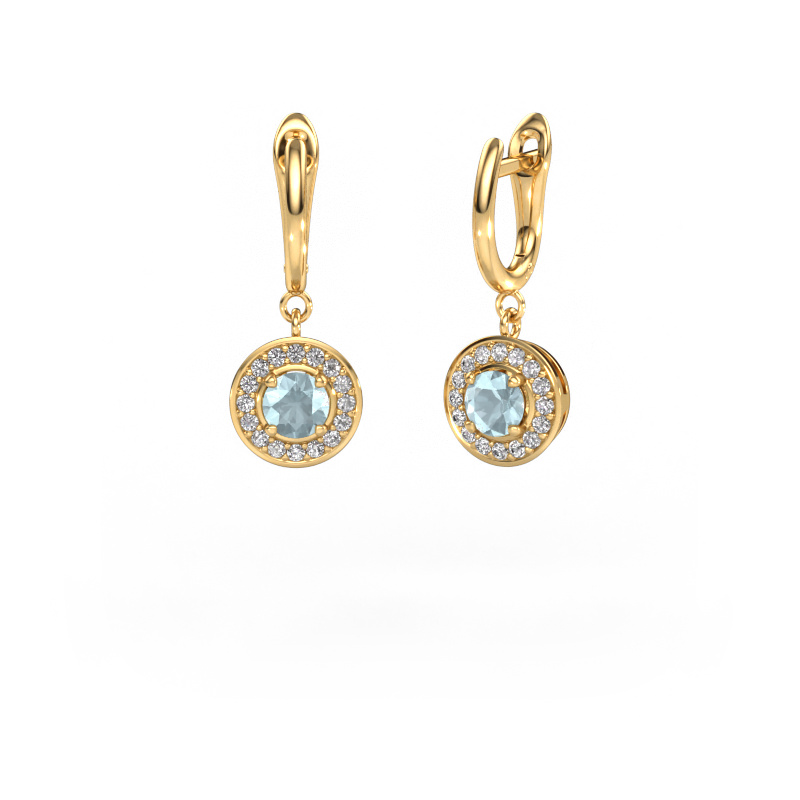 Image of Drop earrings Ninette 1 585 gold Aquamarine 5 mm