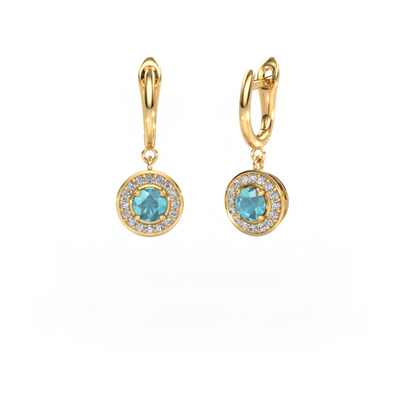 Image of Drop earrings Ninette 1 585 gold Blue topaz 5 mm