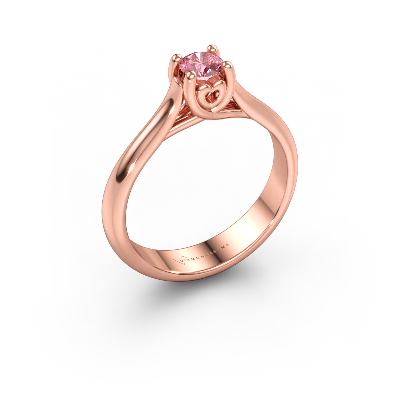 Image of Engagement ring Nisa 585 rose gold Pink lab grown diamond 4.2 mm