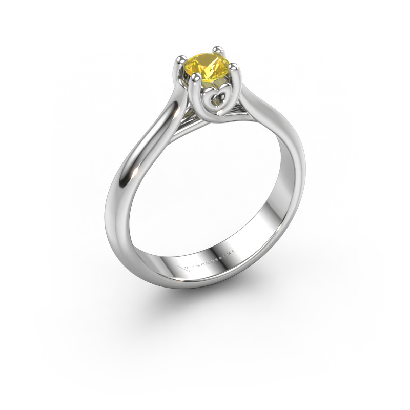 Image of Engagement ring Nisa 950 platinum Yellow sapphire 4.2 mm