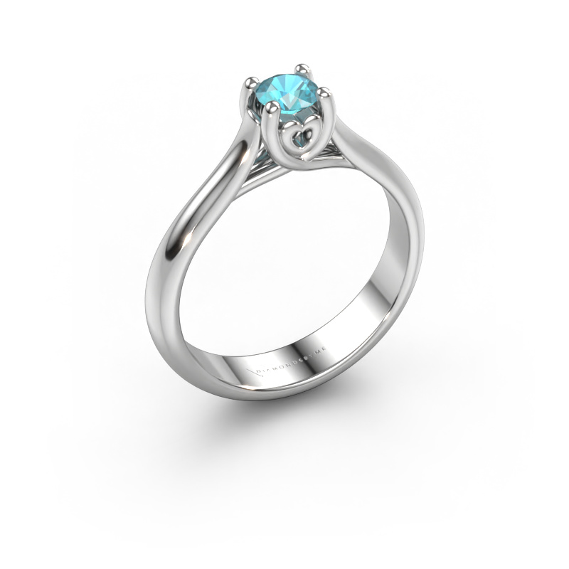 Image de Bague de fiançailles Nisa 950 platine Topaze bleue 4.2 mm